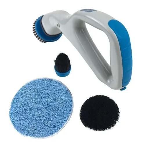 Беспроводная щетка для уборки Hurricane Muscle Scrubber 4 насадкия, Аккумуляторная чистящая щётка от USB с насадками для чистки поверхностей Серая