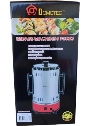 Вертикальна електрична шашличниця Domotec MS-7783 1000W на 6 шампурів, Настільна Електрошашличниця для дому зі знімним піддоном Червона