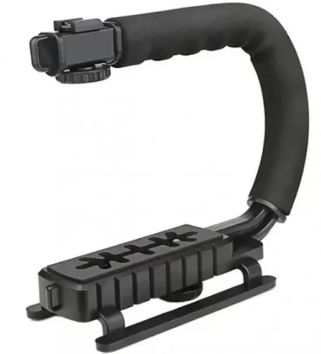 Стабилизатор ручка Gimbal AY-49U с креплением для фотоаппарата и телефона с Bluetooth микрофоном и LED лампой для селфи и видео с пультом ДУ