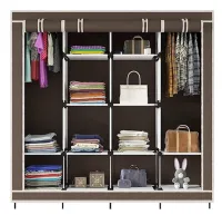 Складной тканевый шкаф  для одежды Storage Wardrobe 88170 на 4 секции, 170х45х175, Каркасный органайзер гардероб для обуви и вещей на 12 полок
