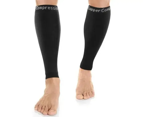 Підтримуючі компресійні гетри Copper Fit Calf Compression Sleeves, облягаючі гольфи з фіксацією литок, Бандаж для підтримки гомілки чорні