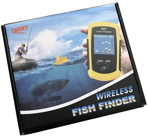 Портативний ехолот Lucky Fish Finder FFW1108 - 1 з кольоровим екраном до 100м для пошуку риби Універсальний провідний риболокатор для риболовлі Жовтий