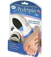 Електрична пемза Pedi Spin Pro Педі спін для видалення огрубілої шкіри стоп і п'ят, прилад для чищення ніг зі змінними насадками Pedispin Біла