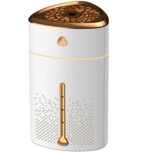 Ультразвуковий зволожувач повітря нічник Happy Home Heavy fog Humidifier з RGB підсвічуванням 1000мл, Аромадифузор міні дифузор від USB біло-золотий