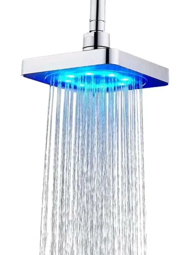 Світлодіодна квадратна насадка лійка для верхнього душу Shower head AND XL-902 з LED RGB підсвічуванням, душова насадка-лійка з датчиком температури
