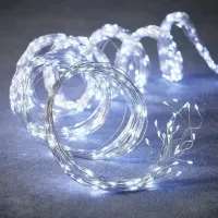 Внутрішня Світлодіодна гірлянда кінський хвіст 200led діодів 2 м 10 ниток Холодний білий для дому роса 10 струн по 2 метри USB Холодна Біла