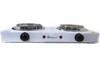 Настільна електроплита Domotec MS-5802 1000W на 2 конфорки спіраль, двоконфорочна електрична плита 1000Вт з термостатом на 5 положень Біла