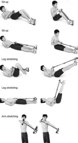 Пружинний еспандер Tummy Trimmer L1013 для м'язів рук, живота і спини з кріпленням для ніг, спортивний тренажер Тамі Тример для зміцнення тіла Чорний