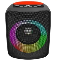 Бездротова Bluetooth колонка JBK-S1 з RGB LED підсвічуванням і функцією Power Bank, акумуляторна блютуз акустика USB AUX для Android IOS Чорна