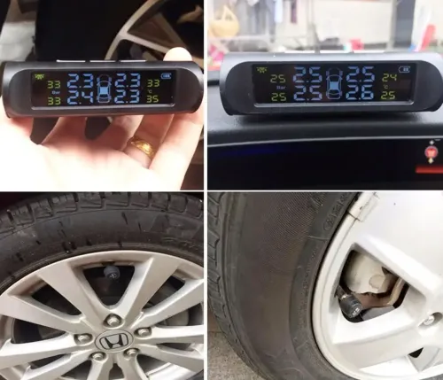 Внешние датчики давления в шинах универсальные TPMS+SOLAR система контроля и температуры давления в шинах с солнечной панелью и цифровым ЖК-дисплеем, 