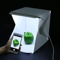 Розкладний фотобокс NJ-0065 з Led-підсвічуванням 40x40x40 см для предметної зйомки, світловий лайтбокс для макрозйомки, міні фотостудія 2 фону