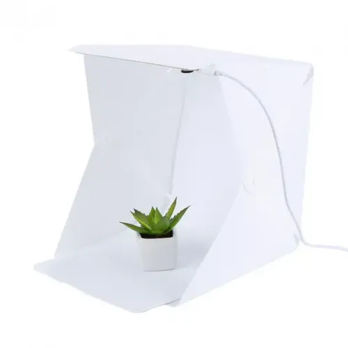 Розкладний фотобокс NJ-0065 з Led-підсвічуванням 40x40x40 см для предметної зйомки, світловий лайтбокс для макрозйомки, міні фотостудія 2 фону