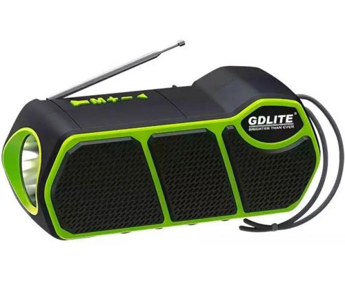 Бездротова Bluetooth колонка ліхтар Solar Gdlite GD - 11 1500 mAh з сонячною панеллю, акумуляторний радіоприймач з ліхтариком FM Power Bank Зелений