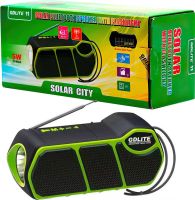 Бездротова Bluetooth колонка ліхтар Solar Gdlite GD - 11 1500 mAh з сонячною панеллю, акумуляторний радіоприймач з ліхтариком FM Power Bank Зелений