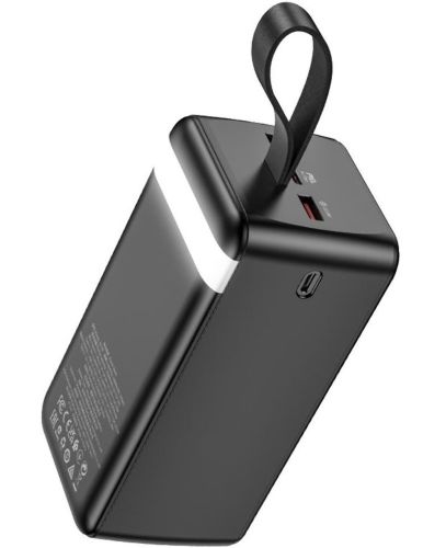 Внешний аккумулятор Borofone Power Bank BJ14D 50000mAh Black на 2 USB 22.5W и USB-C 20W, УМБ Повербанк батарея с ремешком для зарядки телефона Черный