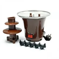 Шоколадний фонтан Фондю Mini Chocolate Fondue Fountain LY-280 на 2 яруси 60W, Фондюшниця міні фонтан для шоколаду з харчової нержавійки, Коричневий