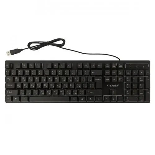 USB дротова геймерська комп'ютерна клавіатура Landslides KR - 6300 з RGB Led підсвічуванням ATLANFA AT-6300, повнорозмірна мембранна Чорна