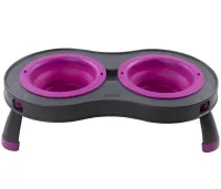 Нескользящая двойная миска Dougez Pet Bowl Set 2 в 1 для еды и воды на складной подставке для собак и кошек 600мл, Кормушка для домашних животных