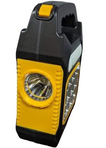 Ручний акумуляторний ліхтар прожектор з повербанком LED Solar JY - 978a з сонячною панеллю, Світлодіодний ліхтар Power Bank для кемпінгу чорно-жовтий
