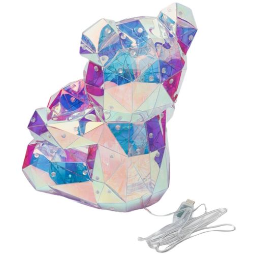 Хрустальный мишка Тедди с сердечком Love Bear Red 3D с LED подсветкой 25 см, Светодиодный голографический светильник медведь с сердцем от USB Красный