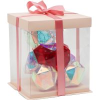 Хрустальный мишка Тедди с сердечком Love Bear Red 3D с LED подсветкой 25 см, Светодиодный голографический светильник медведь с сердцем от USB Красный