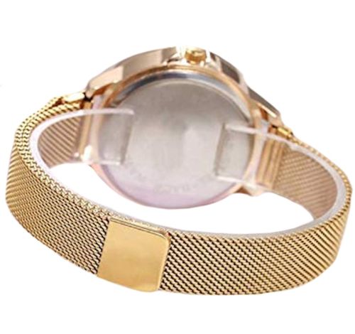 Жіночий наручний годинник Flower Diamond Rotation Watch Gold WJ-8052 з обертовим роторним циферблатом і ремінцем на магнітній застібці Золото