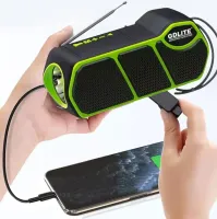 Бездротова Bluetooth колонка ліхтар Solar Gdlite GD - 11 1500 mAh з сонячною панеллю, акумуляторний радіоприймач з ліхтариком FM Power Bank Зелений
