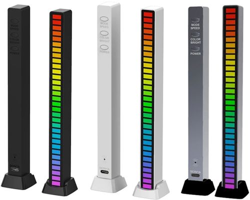 Музыкальный светильник эквалайзер Sound Control Lamp D08-RGB светодиодная звуковая 32 LED лампа с подсветкой под музыку и подставкой от сети USB