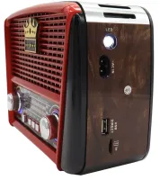 Акумуляторний FM радіоприймач MP3 колонка Golon RX - 455S SOLAR USB + SD з сонячною панеллю, портативний фм радіо приймач 6w з акумулятором Червоний