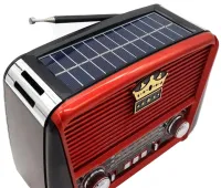 Акумуляторний FM радіоприймач MP3 колонка Golon RX - 455S SOLAR USB + SD з сонячною панеллю, портативний фм радіо приймач 6w з акумулятором Червоний