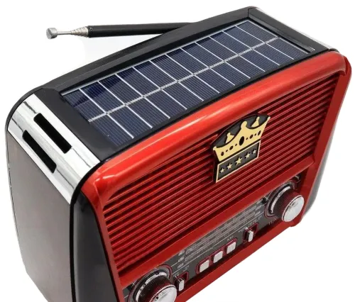 Акумуляторний FM радіоприймач MP3 колонка Golon RX - 455S SOLAR USB + SD з сонячною панеллю, портативний фм радіо приймач 6w з акумулятором Червоний