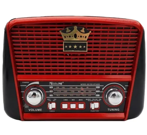 Акумуляторний FM радіоприймач MP3 колонка Golon RX - 455S SOLAR USB + SD з сонячною панеллю, портативний фм радіо приймач 6w з акумулятором Червоний