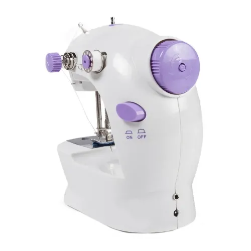 Профессиональная швейная машинка 4 в 1 Mini Sewing Machine SM-202A (WJ-08), Портативная мини машинка 201 для шитья с адаптером и педалью для дома Белая