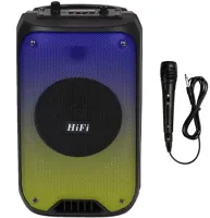 Бездротова Bluetooth колонка TMG HiFi RX-6168 10w з мікрофоном і RGB LED підсвічуванням, акумуляторна блютуз акустика USB AUX для Android IOS Чорна