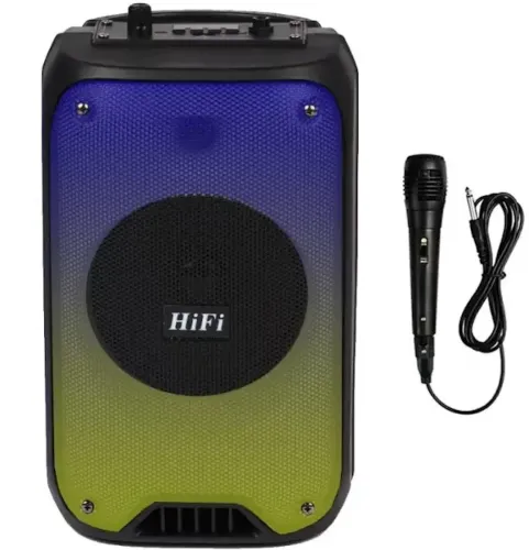 Бездротова Bluetooth колонка TMG HiFi RX-6168 10w з мікрофоном і RGB LED підсвічуванням, акумуляторна блютуз акустика USB AUX для Android IOS Чорна