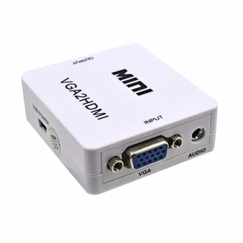 Конвертер переходник VGA на HDMI активный адаптер со звуком и внешним питанием VGA-HDMI Аудио вход 3.5 mm Converter Mini 1080P