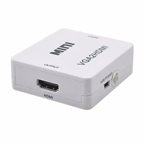 Конвертер переходник VGA на HDMI активный адаптер со звуком и внешним питанием VGA-HDMI Аудио вход 3.5 mm Converter Mini 1080P