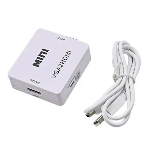 Конвертер переходник VGA на HDMI активный адаптер со звуком и внешним питанием VGA-HDMI Аудио вход 3.5 mm Converter Mini 1080P