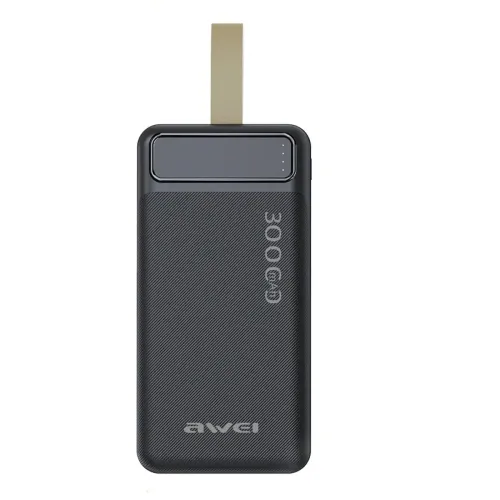 Портативний зарядний пристрій Power Bank Awei P7k 30000 mAh Повербанк, портативний зовнішній акумулятор батарея з індикатором і кабелем для телефону