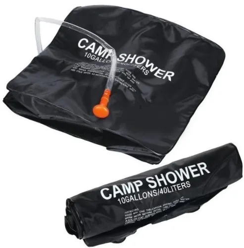 Туристичний переносний душ Easy Camp Solar Shower Bag на 40 літрів для походів і кемпінгу, літній резервуар для води з сонячним підігрівом Чорний