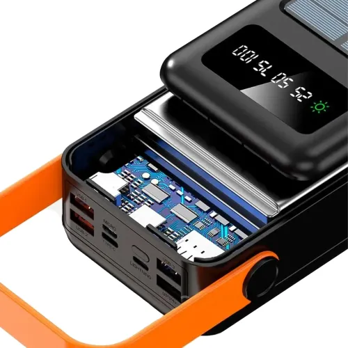 Портативний зарядний пристрій Power Bank Voltronic YM635DX 30000mAh з сонячною панеллю і ліхтариком Solar зовнішній акумулятор повербанк для зарядки