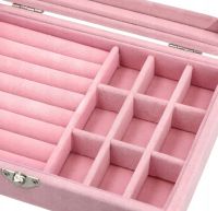 Компактна скринька органайзер Velvet Storage Box для зберігання прикрас, ювелірних виробів, Футляр рожева Пастила для біжутерії з замочком рожева