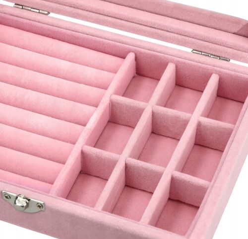 Компактна скринька органайзер Velvet Storage Box для зберігання прикрас, ювелірних виробів, Футляр рожева Пастила для біжутерії з замочком рожева