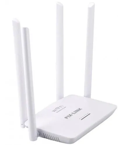 Бездротовий Wi-Fi Роутер маршрутизатор 300 Мбіт / з Pix-link Router LV-WR08, WIFI роутер до 300 Mb/s з 4 зовнішніми антенами і 4 портами Білий