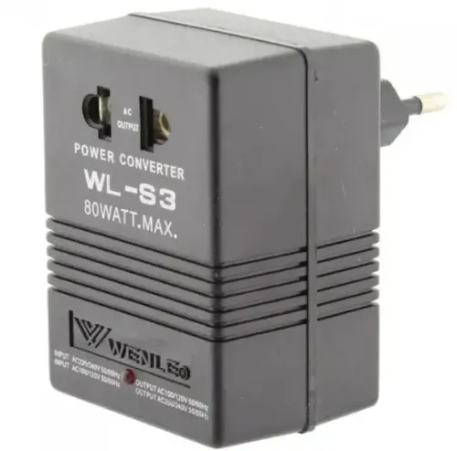 Універсальний понижувальний адаптер перетворювач напруги Wenle WL-S3 2в1 220V-110V 220v-110v конвертер 220В-110В з перемикачем у розетку