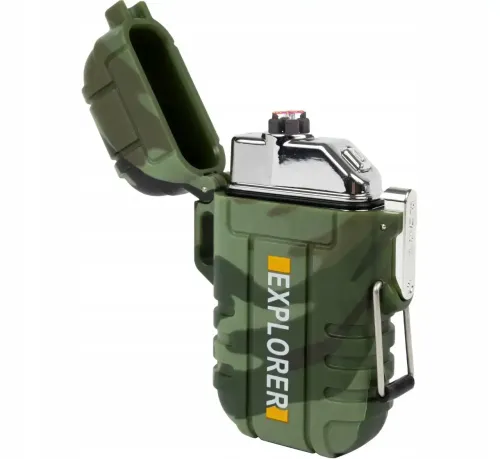Электроимпульсная дуговая выдвижная зажигалка Explorer F13 две дуги от USB, Аккумуляторная электрозажигалка с защитой от ветра и пламенной дугой