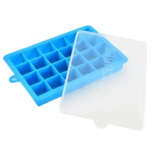 Силіконова багаторазова форма Silicone Ice Cubes Make для заморозки льоду і шоколаду з кришкою на 24 осередки, Лоток піднос для зберігання льоду 24 кубика