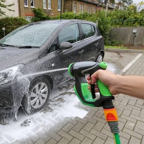 Універсальний пістолет-розпилювач Spray Water Gun 4в1, Насадка пістолет розпилювач на шланг з відсіком для піни і миючих засобів, Водомет для машини
