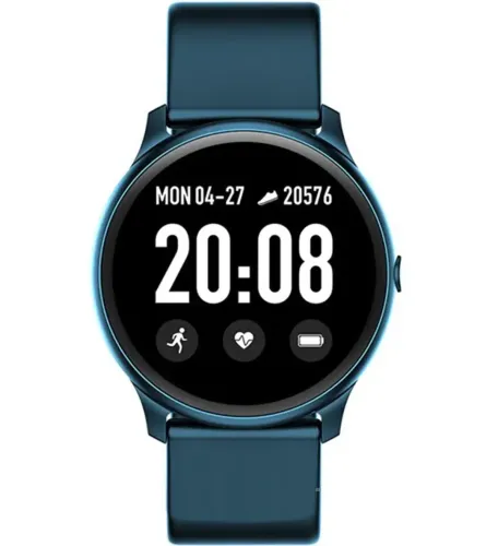 Наручний Смарт годинник Smart Watch Kw19 Blue 44mm C вимірюванням тиску і фітнес трекером розумні Bluetooth годинник з тонометром і пульсометром сині