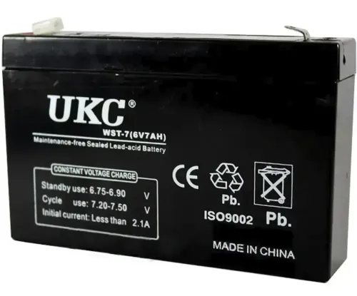 Гелевий акумулятор Gel BATTERY UKC 6V 7A свинцево кислотна акумуляторна батарея